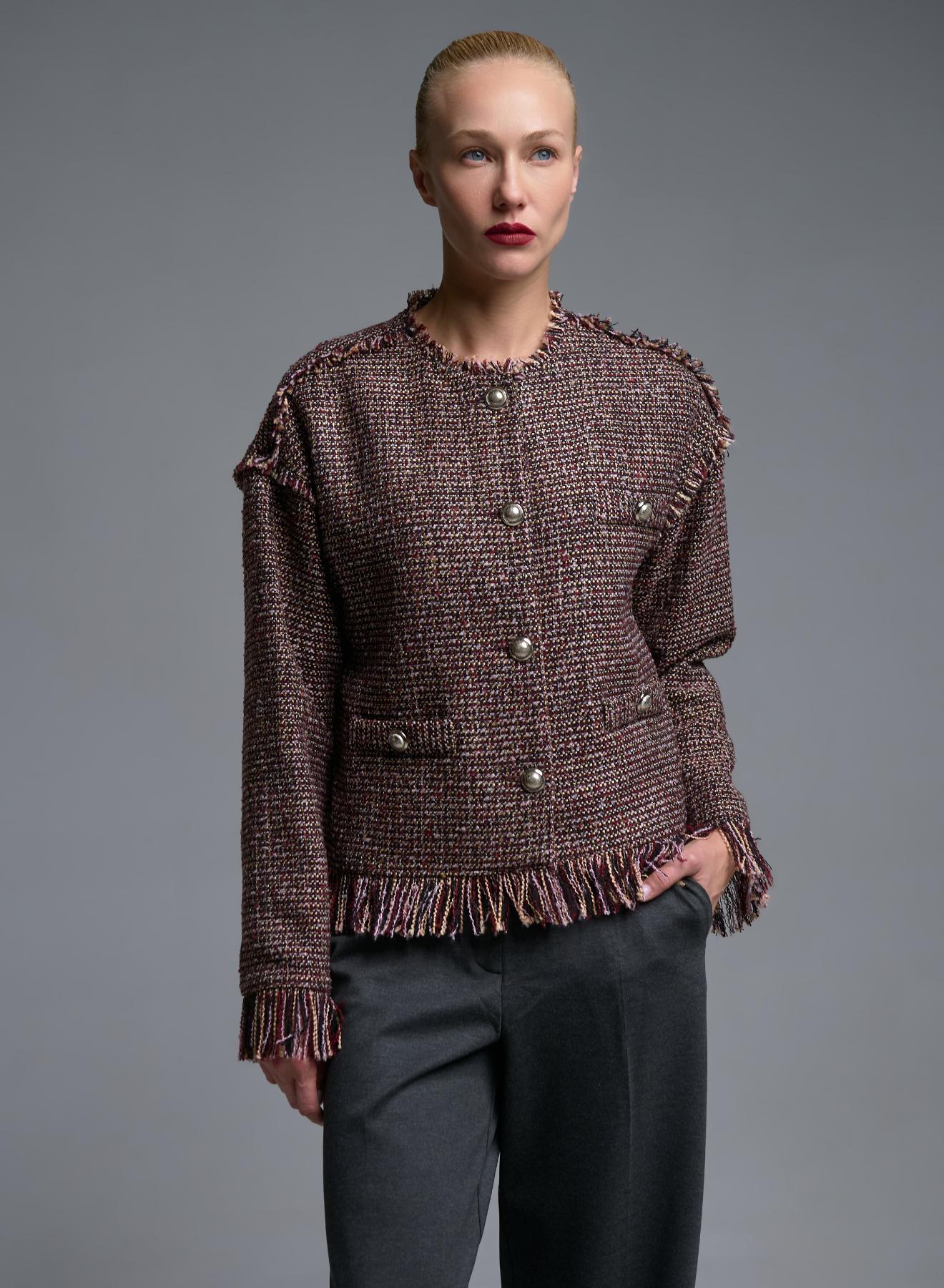 Bordeaux Jacket with fringes and decorative buttons Imperial - 2