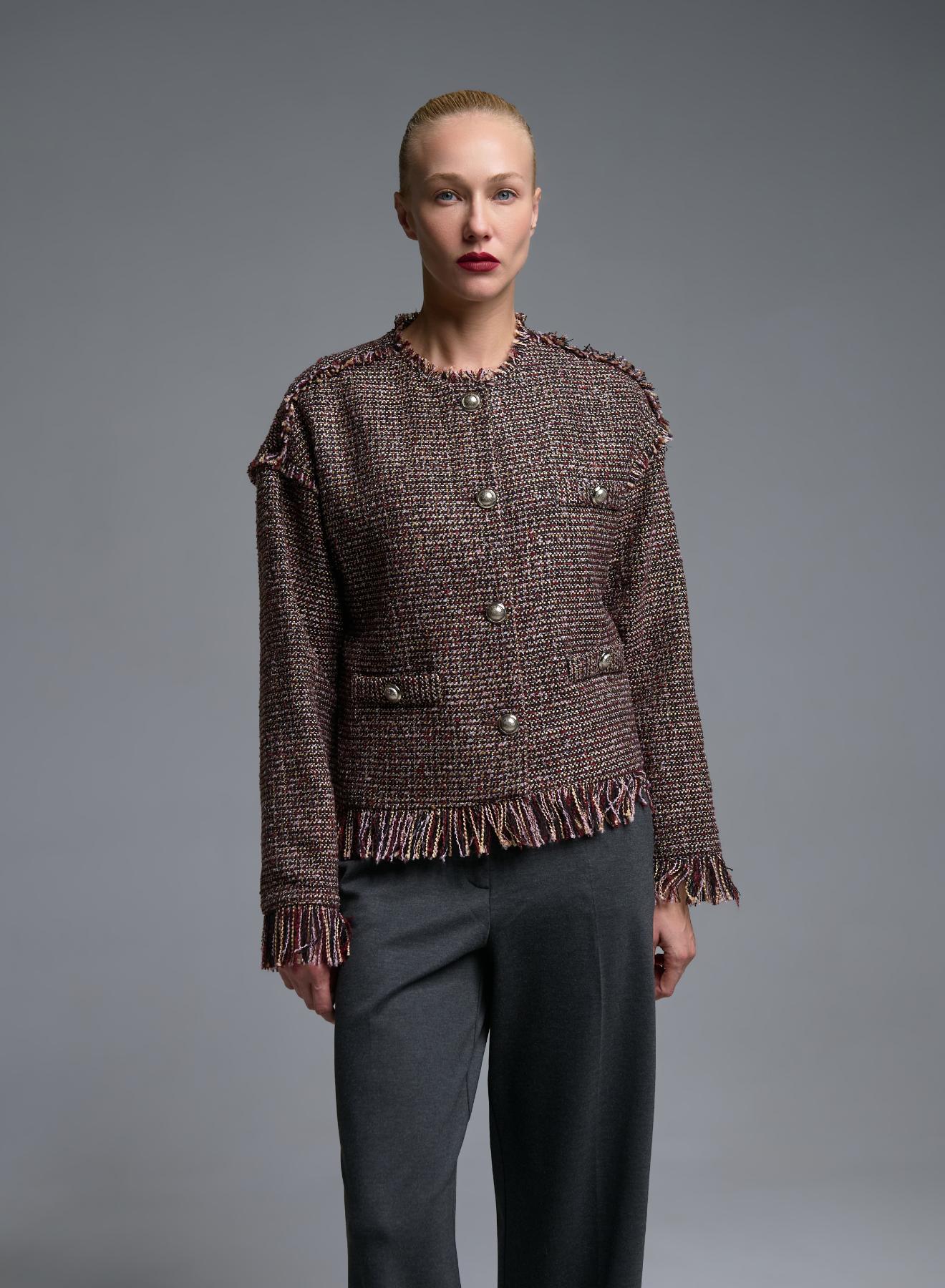 Bordeaux Jacket with fringes and decorative buttons Imperial - 1