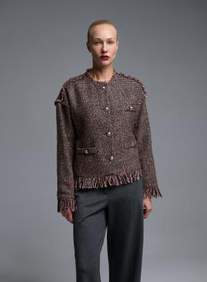 Bordeaux Jacket with fringes and decorative buttons Imperial - 68327