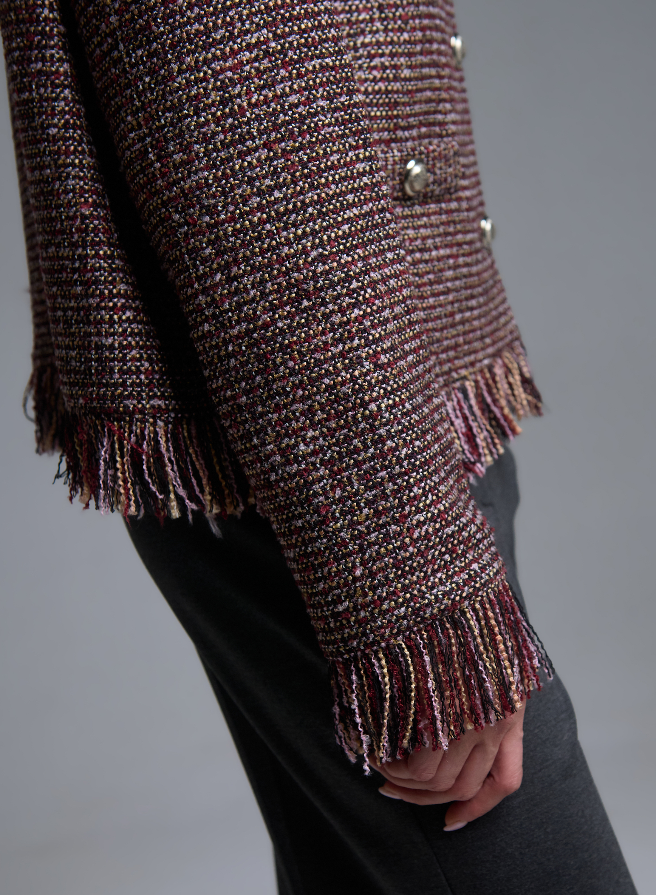 Bordeaux Jacket with fringes and decorative buttons Imperial - 3