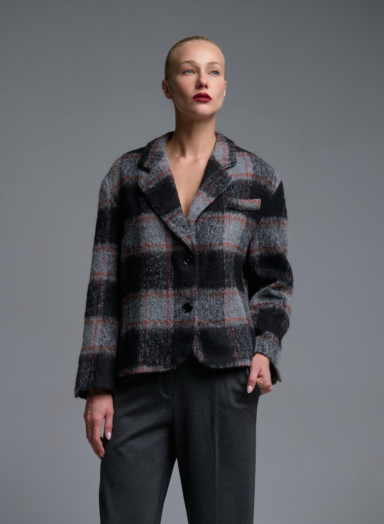 Grey-Bordeaux plaid Jacket Vicolo - 1