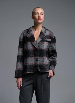 Grey-Bordeaux plaid Jacket Vicolo - 68332