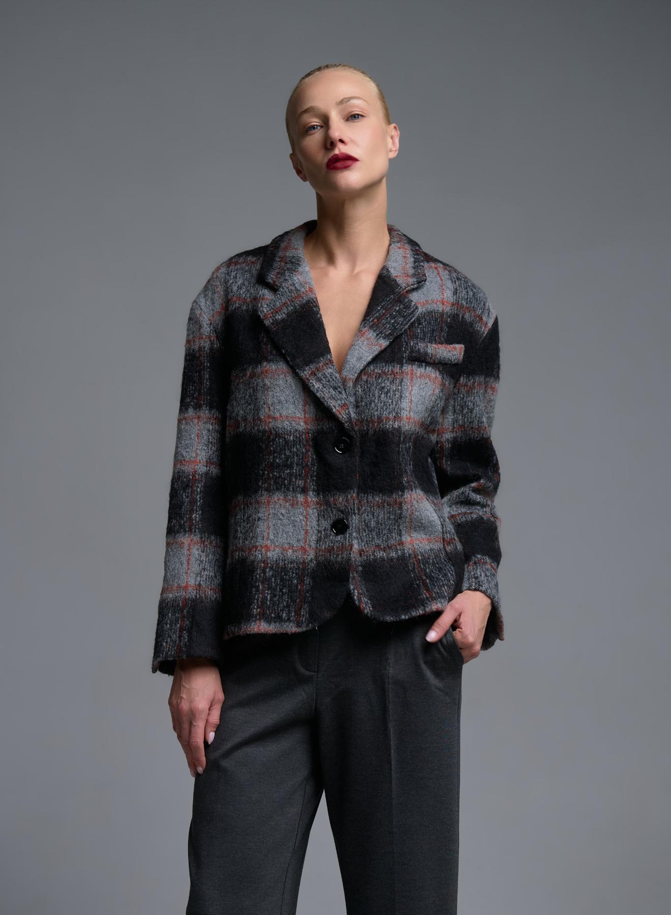 Grey-Bordeaux plaid Jacket Vicolo - 2