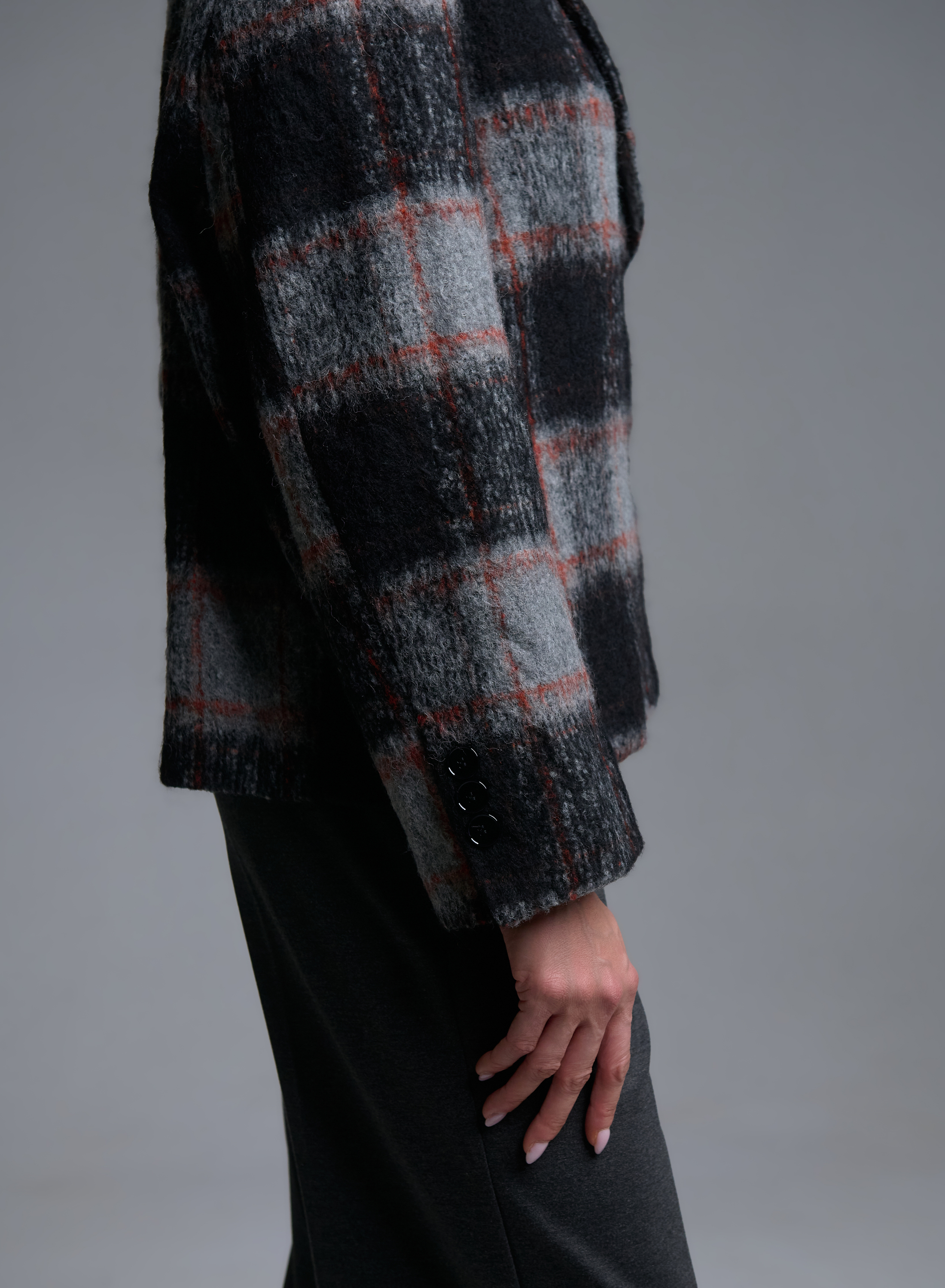Grey-Bordeaux plaid Jacket Vicolo - 2