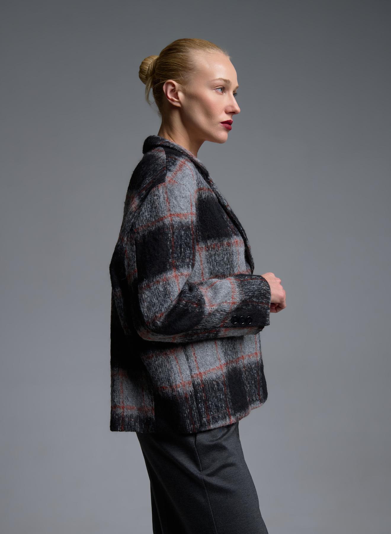 Grey-Bordeaux plaid Jacket Vicolo - 4