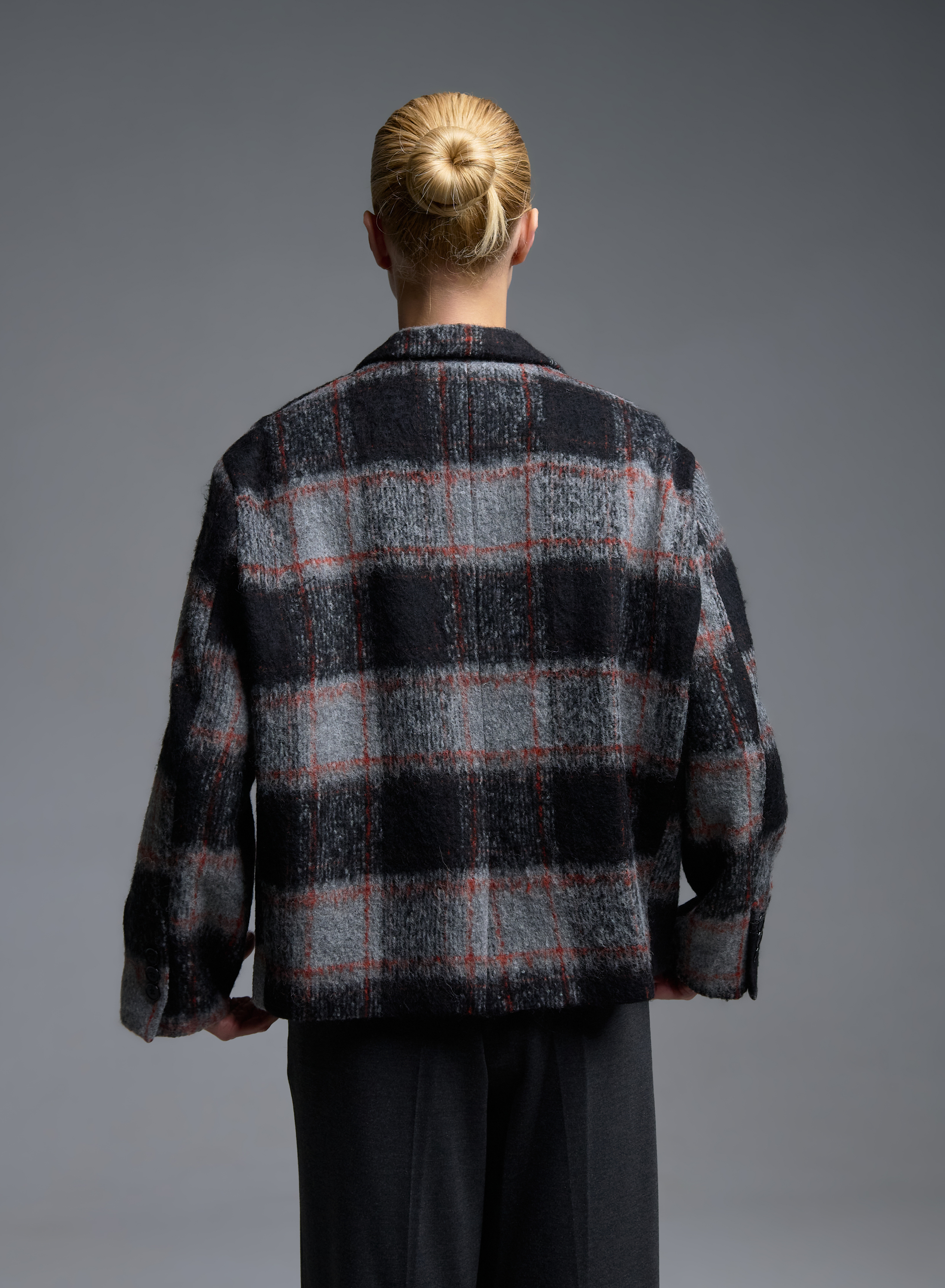 Grey-Bordeaux plaid Jacket Vicolo - 4