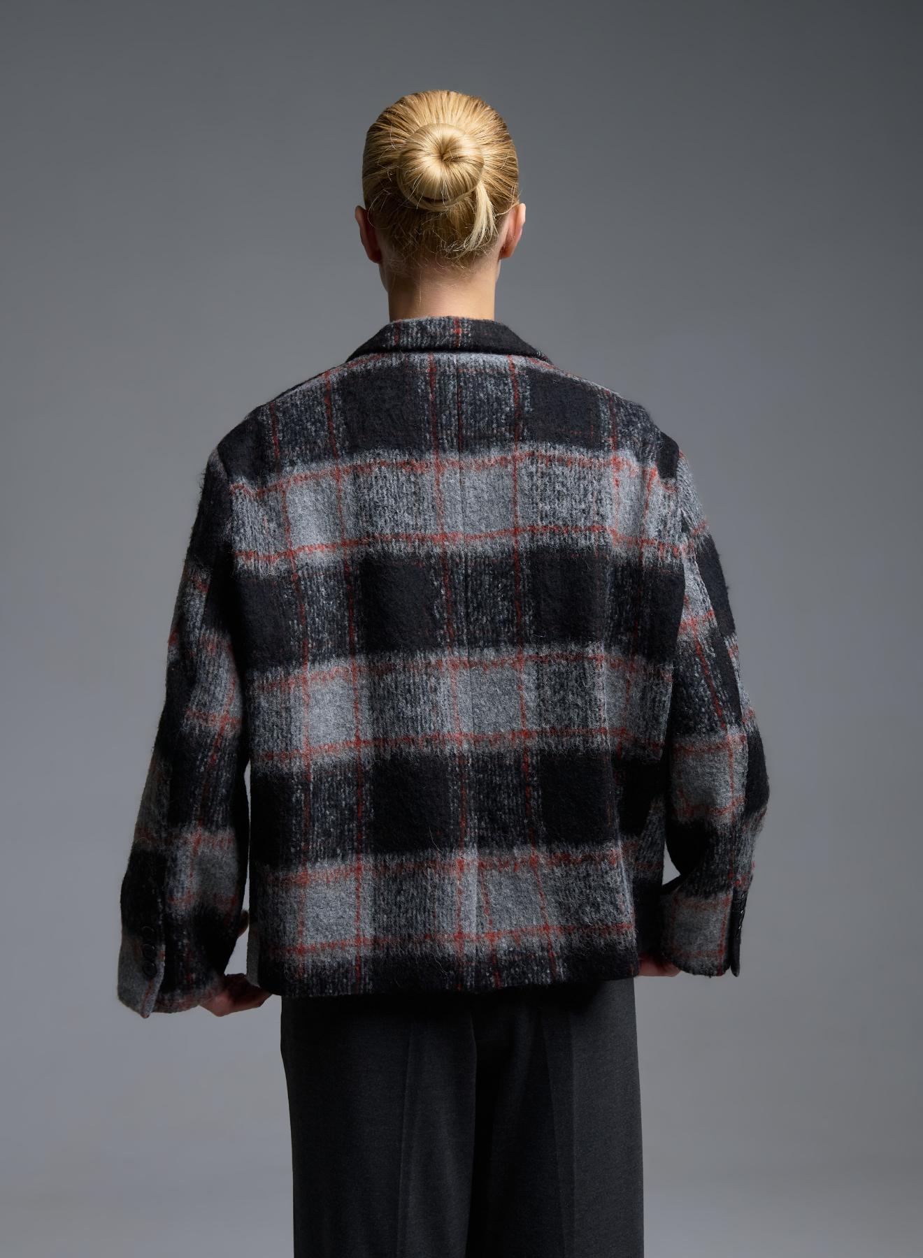 Grey-Bordeaux plaid Jacket Vicolo - 5