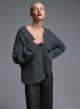 Grey knitted Cardigan with sequins and with silver buuton Beauty Women - 0