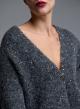 Grey knitted Cardigan with sequins and with silver buuton Beauty Women - 3