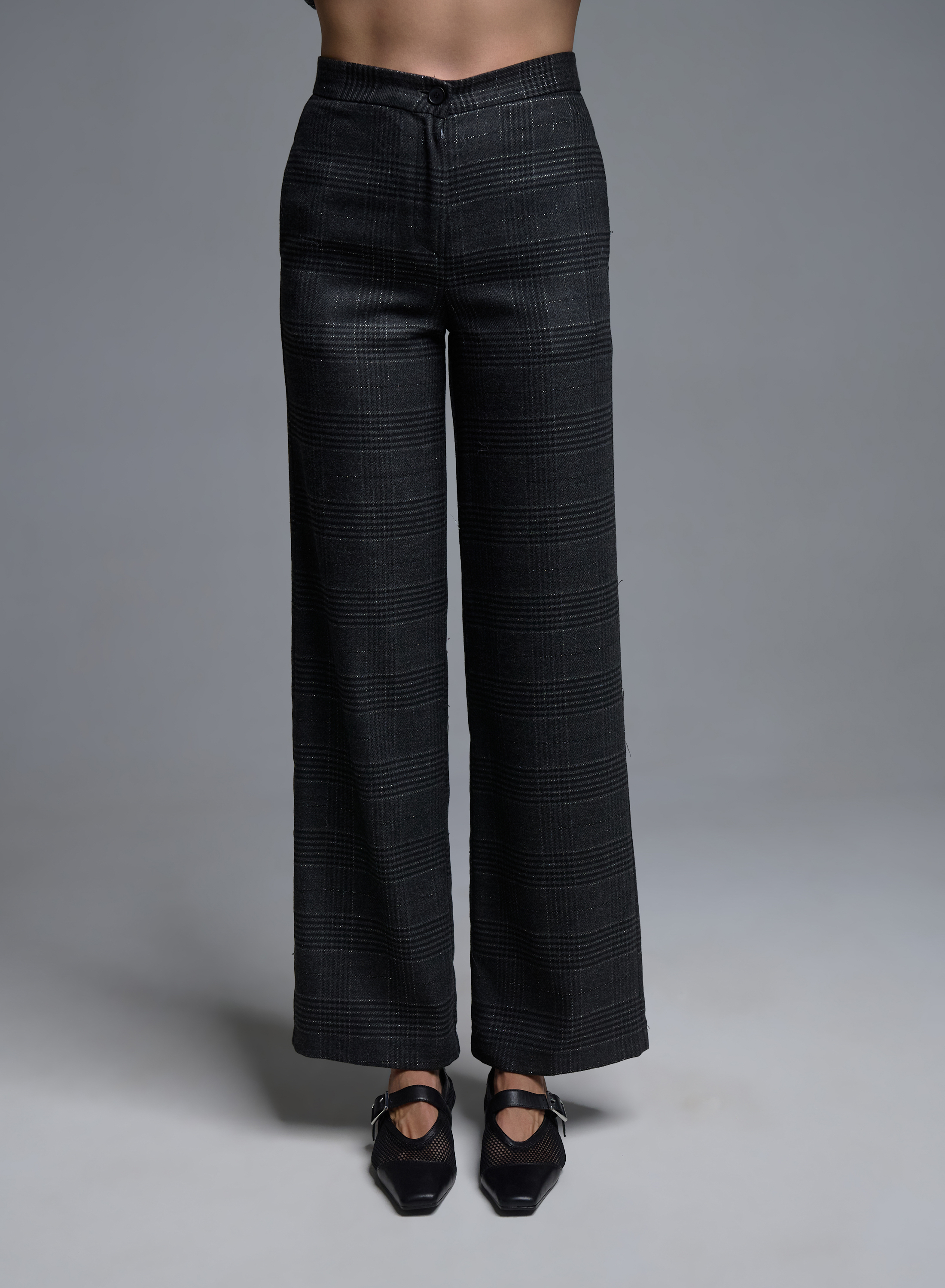 Grey straight fit plaid Trousers Vicolo - 1