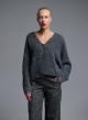 Grey knitted Cardigan with sequins and with silver buuton Beauty Women-5