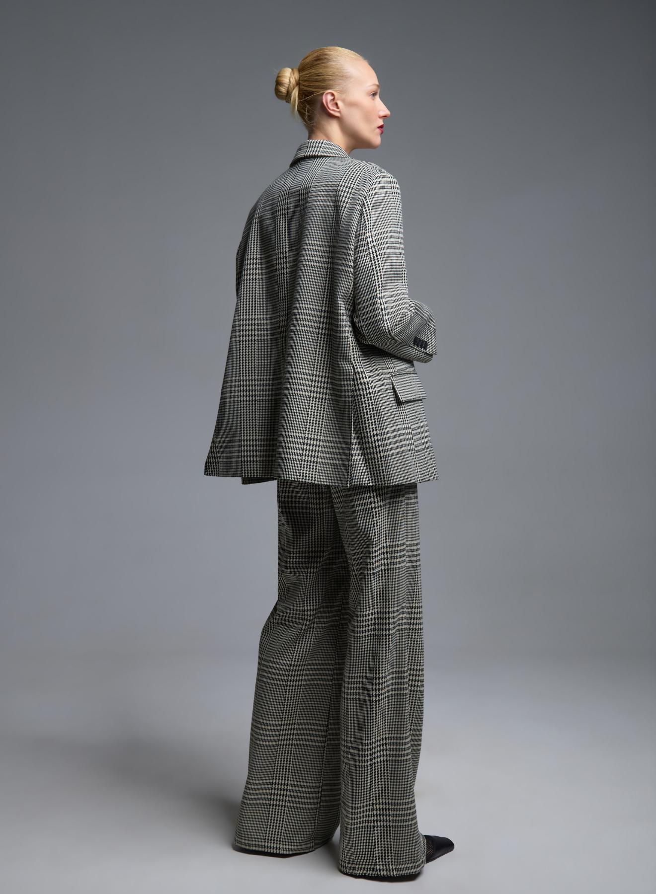 White-Black two buttoned plaid Jacket Vicolo - 5