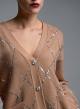 Camel knitted Cardigan with sequins, with V neckline and with patch pockets Valentina Milano - 2