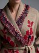 Camel-Black-Red knitted Cardigan with fringes, pockets and with belt Motel - 3