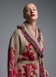 Camel-Black-Red knitted Cardigan with fringes, pockets and with belt Motel - 4