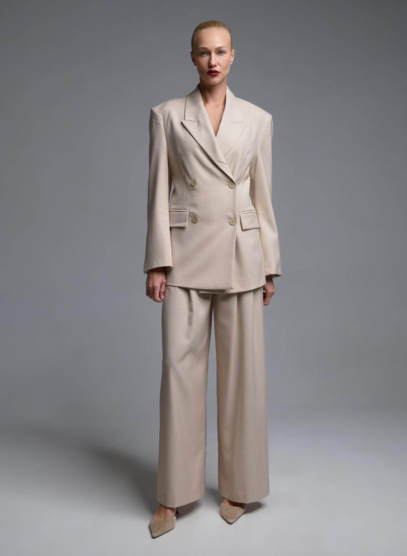 Beige double breasted Jacket Vicolo - 3