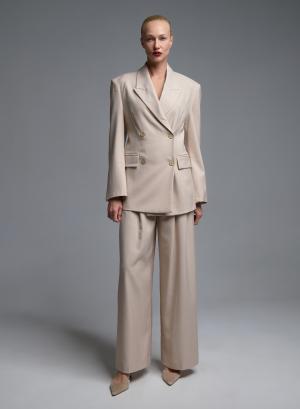 Μπεζ loose fit Παντελόνι με πιέτες Vicolo - 68592