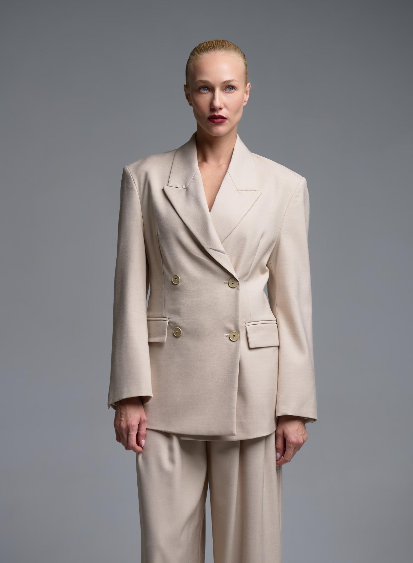 Beige double breasted Jacket Vicolo - 2