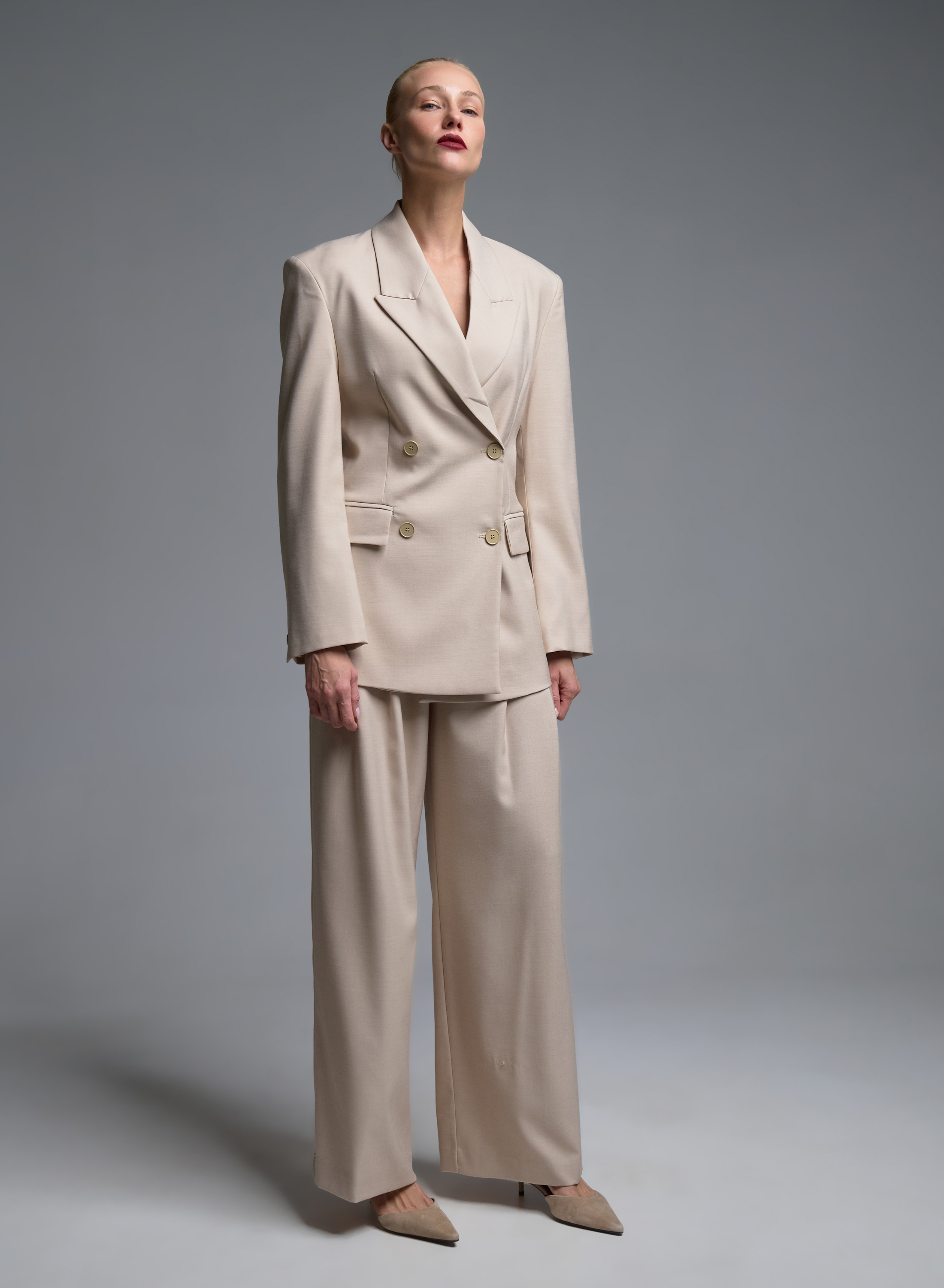 Beige double breasted Jacket Vicolo - 3
