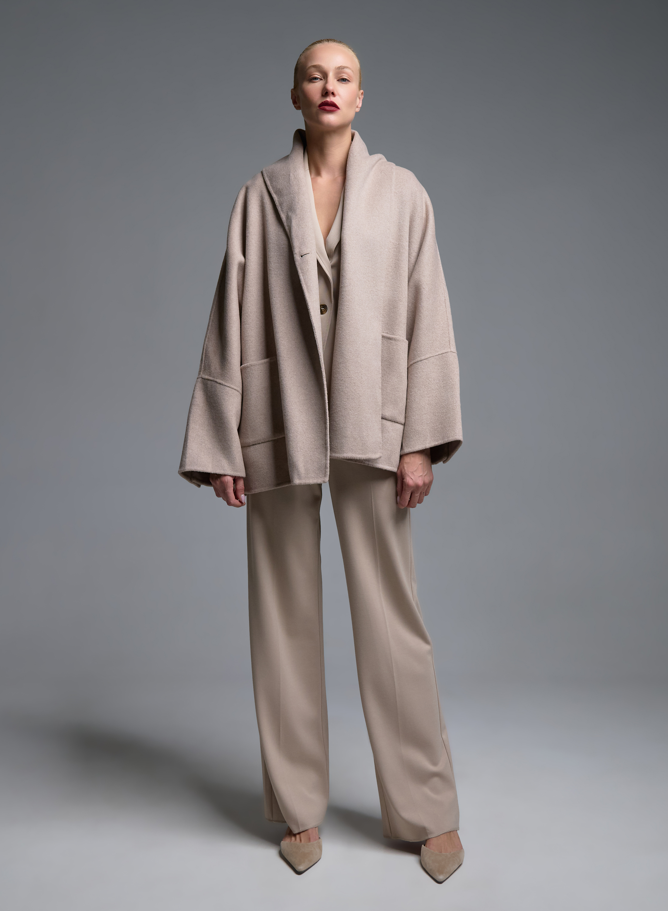 Beigr Cardigan Coat with tuxedo lapel Vicolo - 1