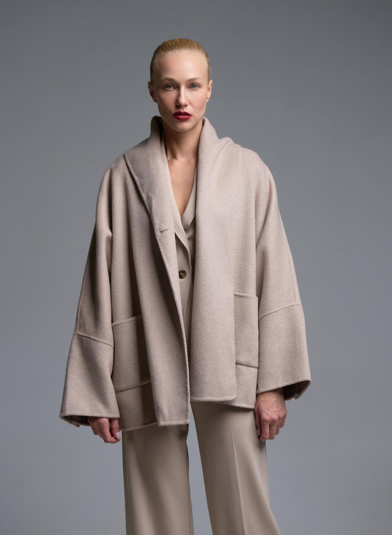 Beigr Cardigan Coat with tuxedo lapel Vicolo - 1