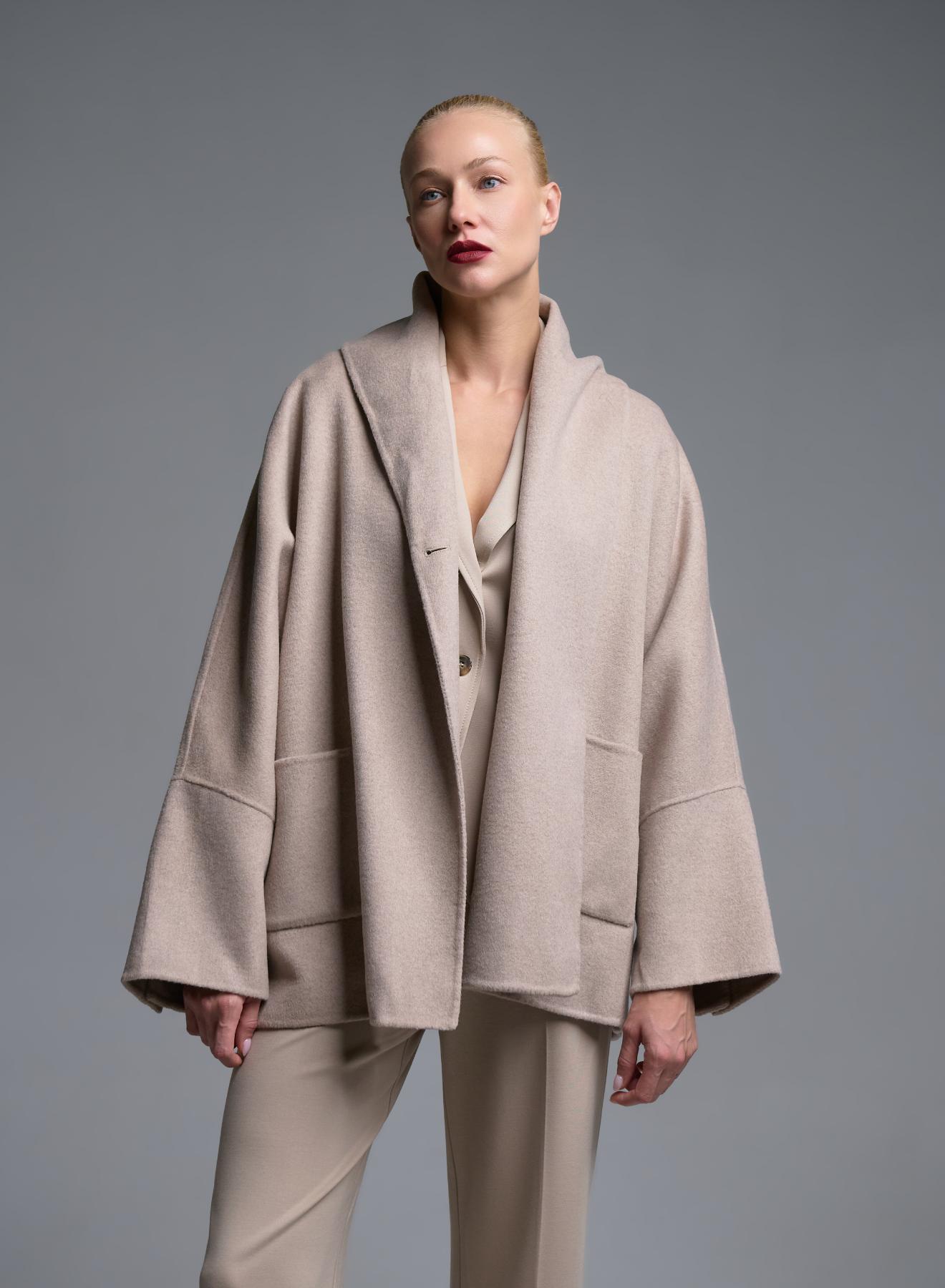 Beigr Cardigan Coat with tuxedo lapel Vicolo - 3