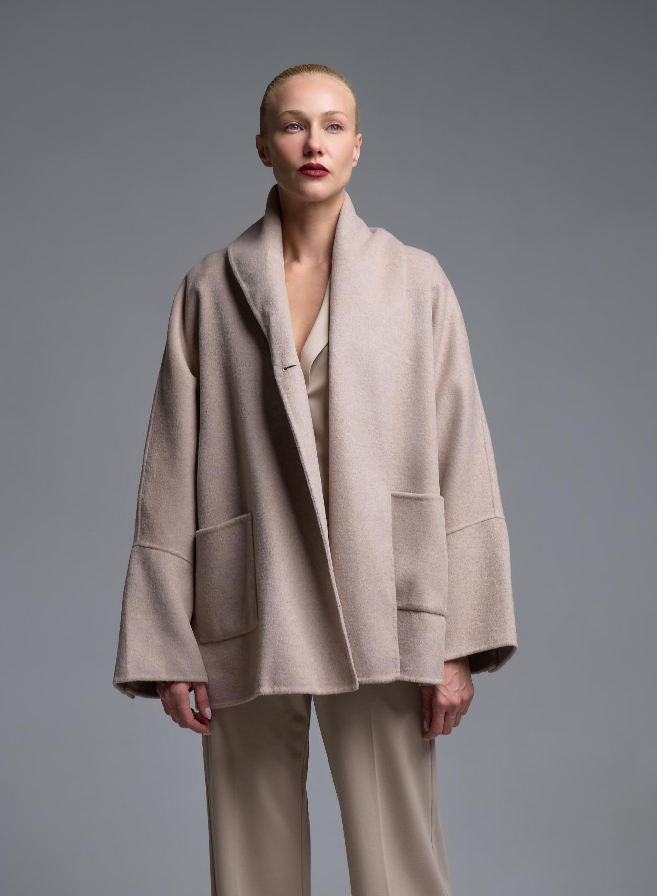 Beigr Cardigan Coat with tuxedo lapel Vicolo - 4