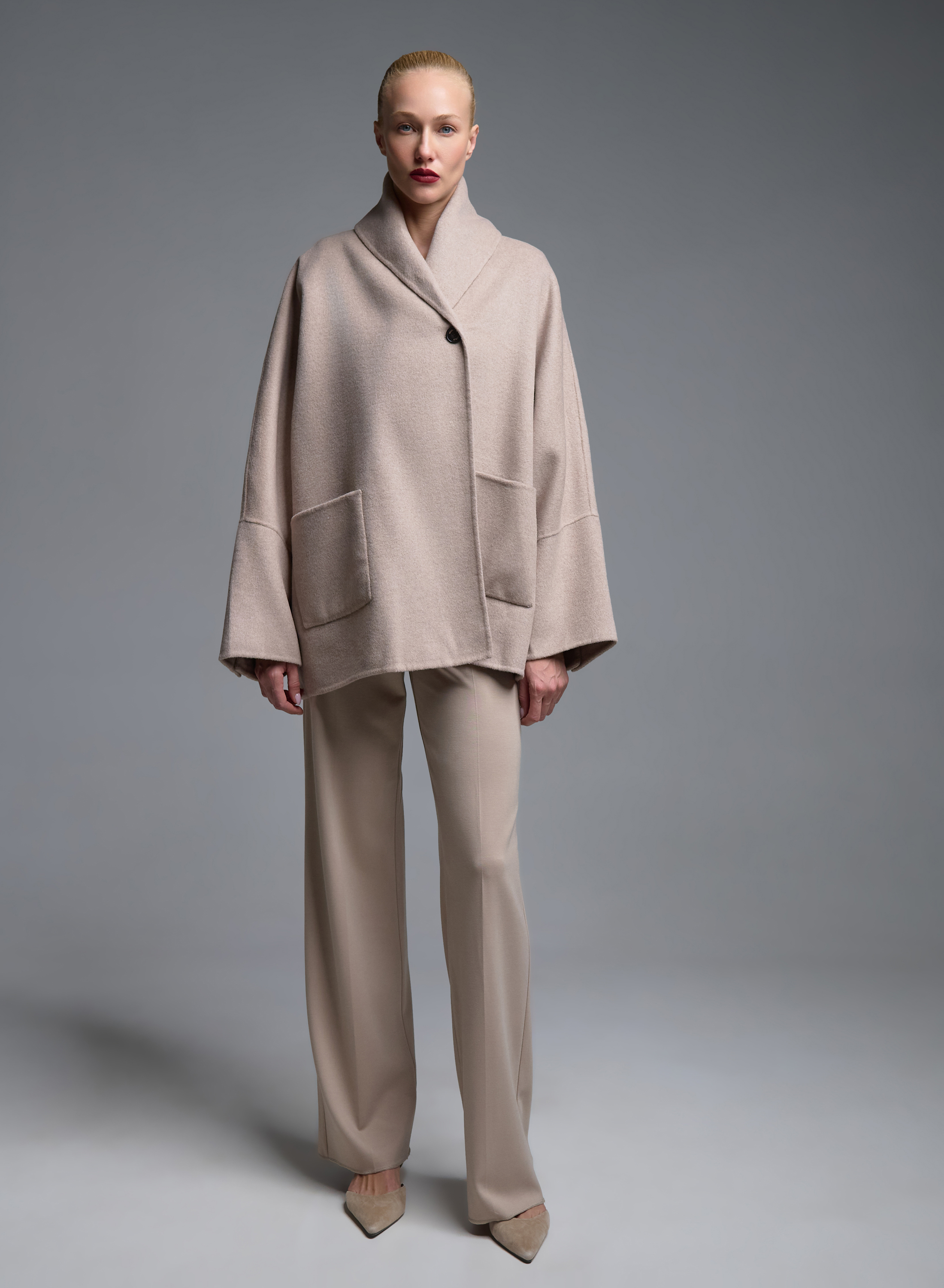 Beigr Cardigan Coat with tuxedo lapel Vicolo - 5