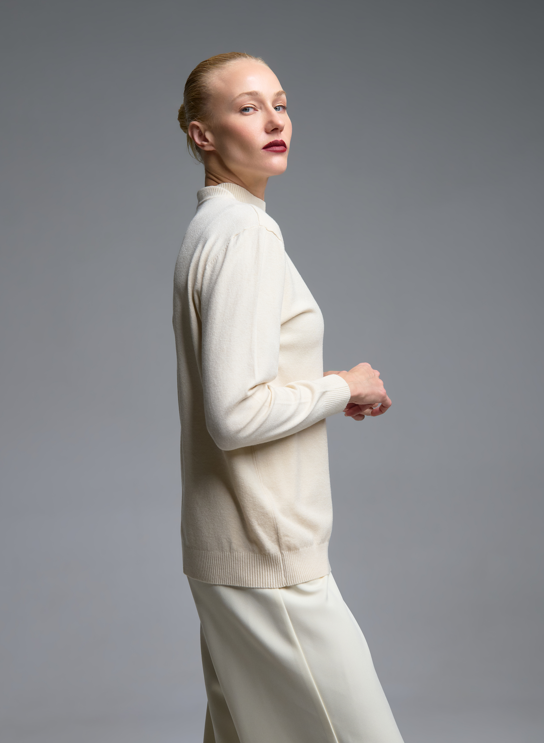 Ecru turtleneck knitted Blouse Beauty Woman - 2