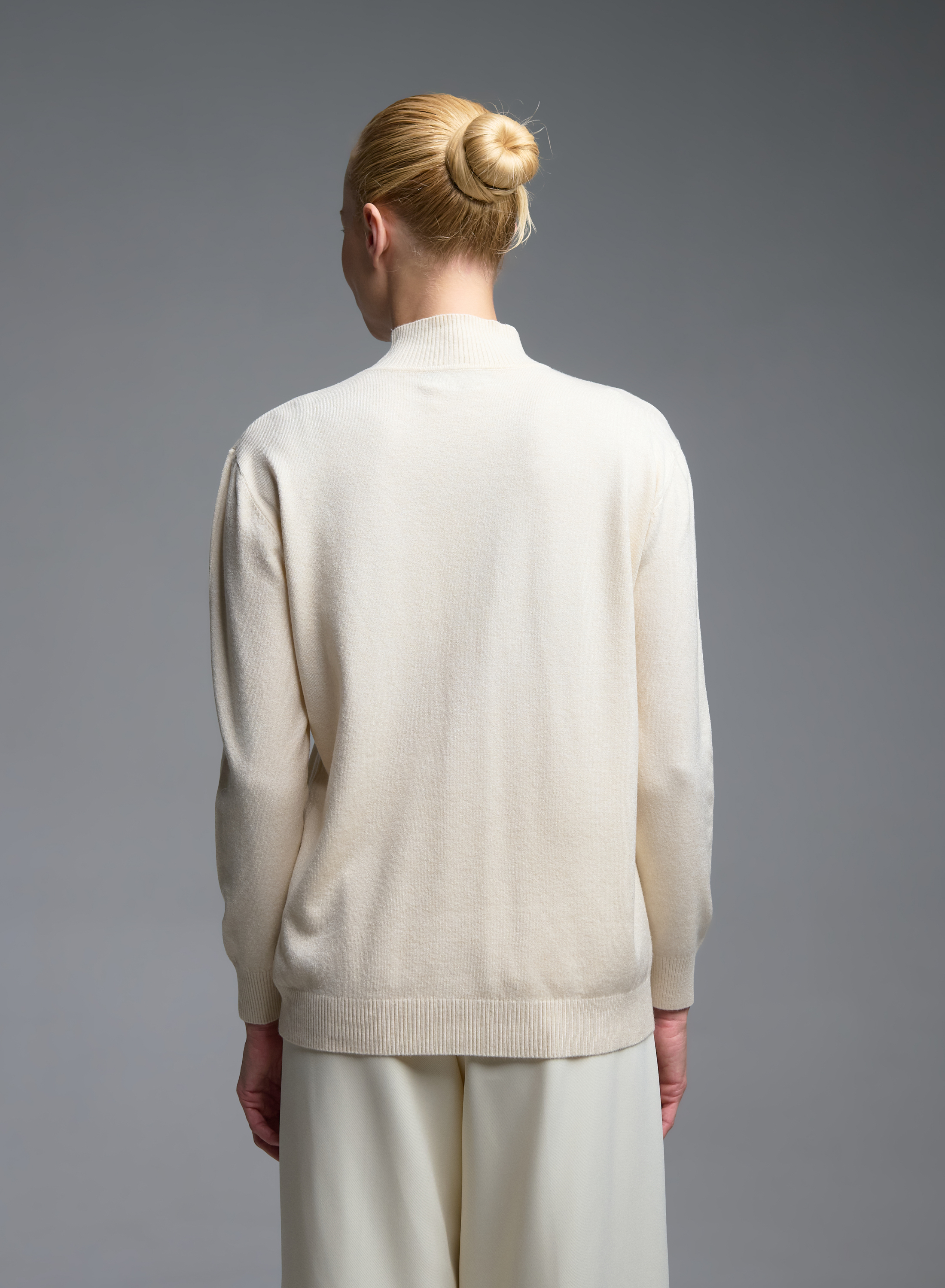 Ecru turtleneck knitted Blouse Beauty Woman - 3