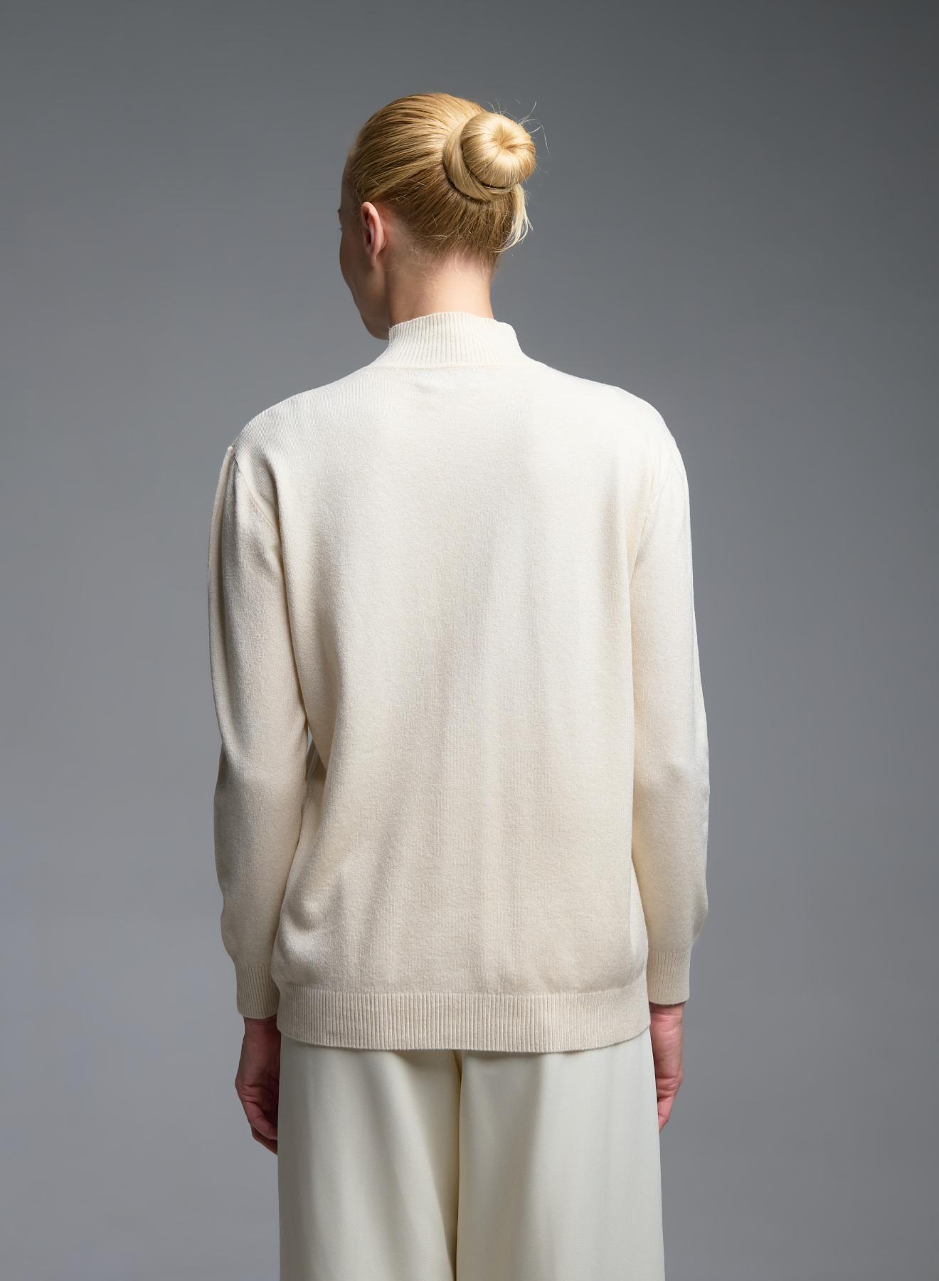 Ecru turtleneck knitted Blouse Beauty Woman - 4