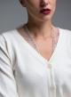 White knitted Cardigan with tulle and rhinestone details Beauty Women - 1