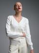 White knitted Cardigan with tulle and rhinestone details Beauty Women - 2