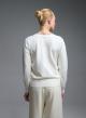 White knitted Cardigan with tulle and rhinestone details Beauty Women-5