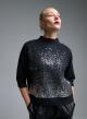 Black knitted Blouse with three quarters sleeves and with sequins Valentina Milano - 3
