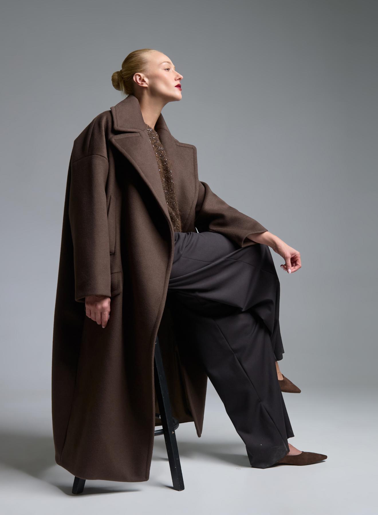 Chocolate double breasted Coat Imperial - 2