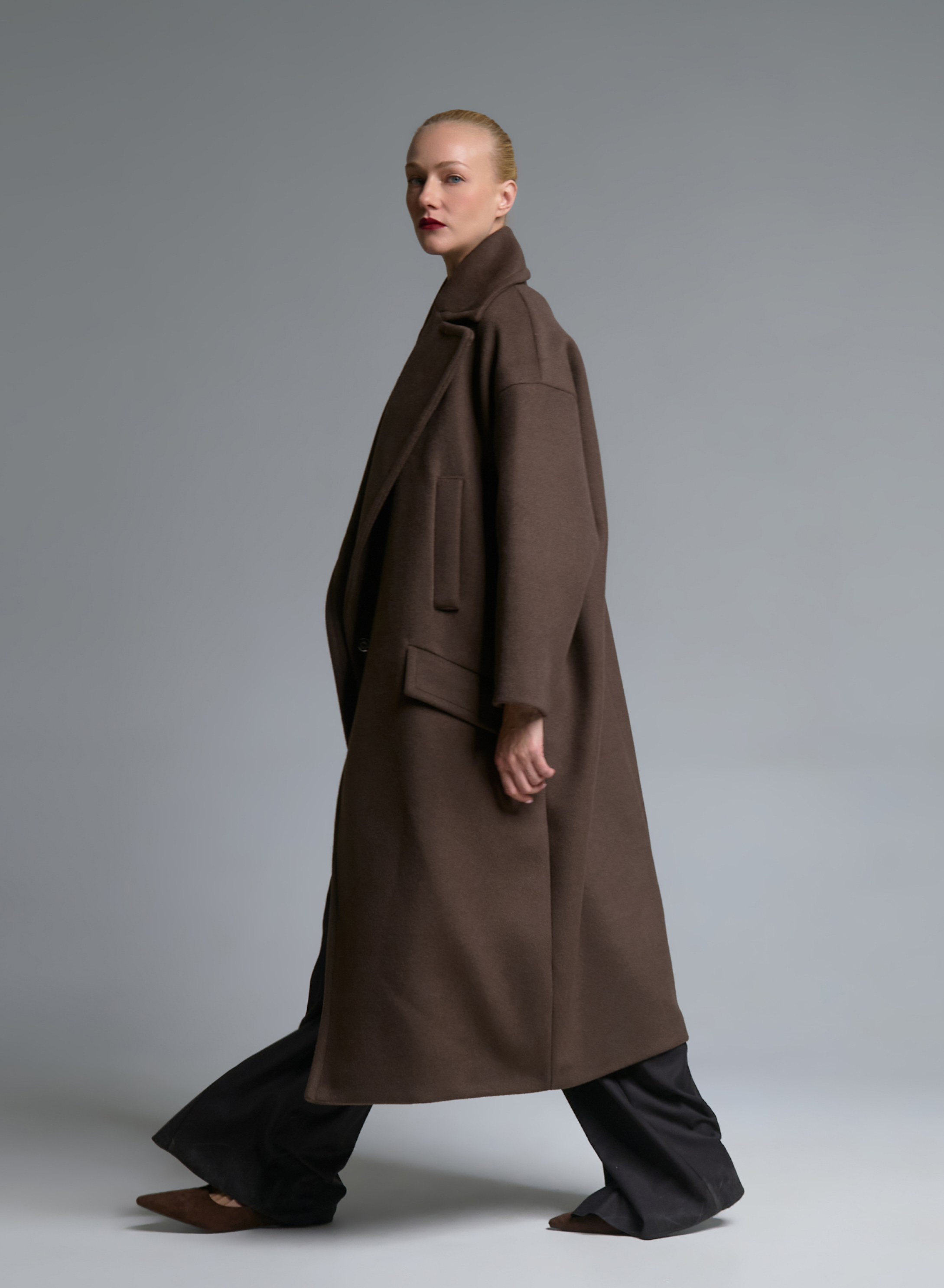 Chocolate double breasted Coat Imperial - 2