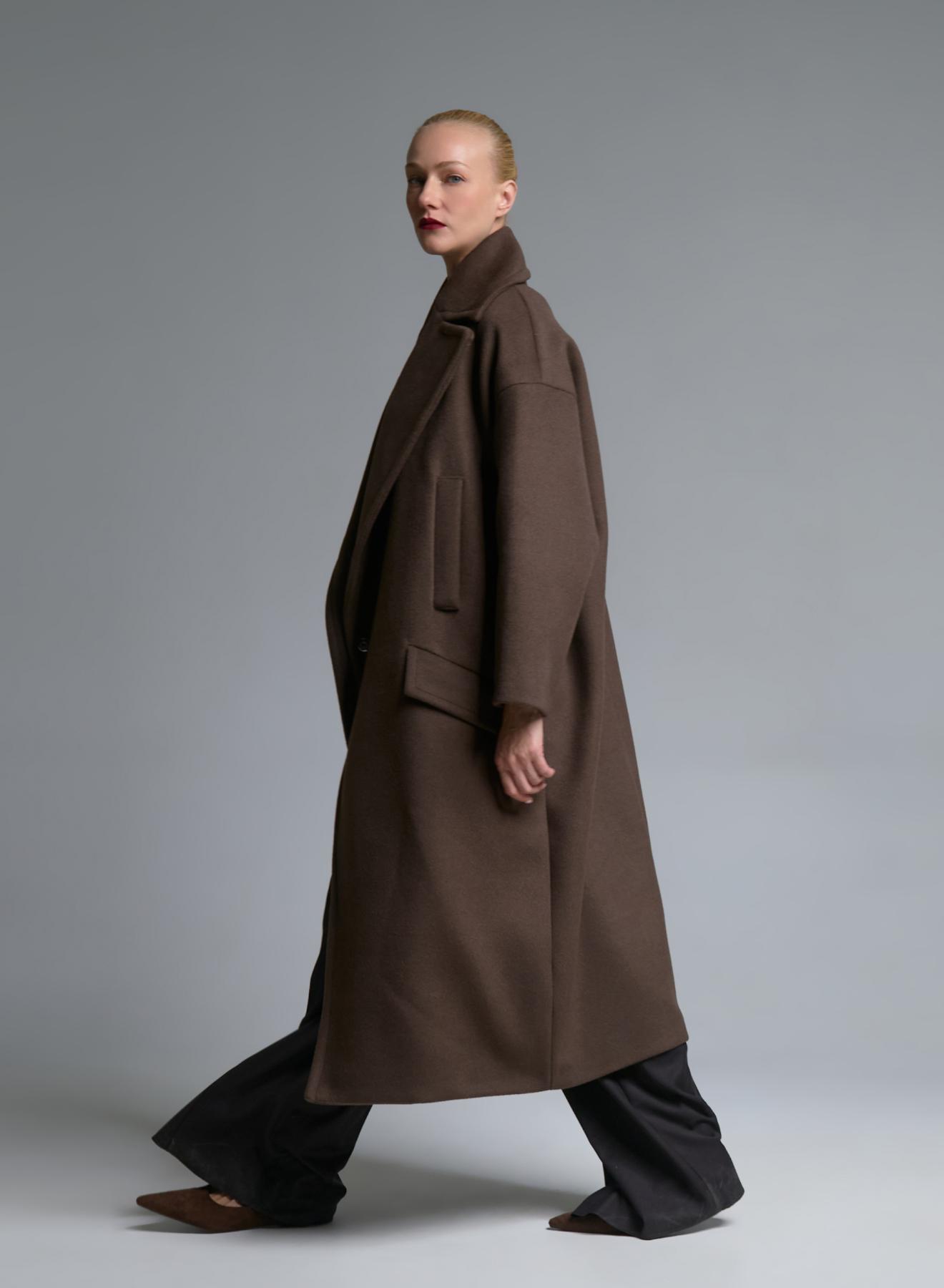 Chocolate double breasted Coat Imperial - 3