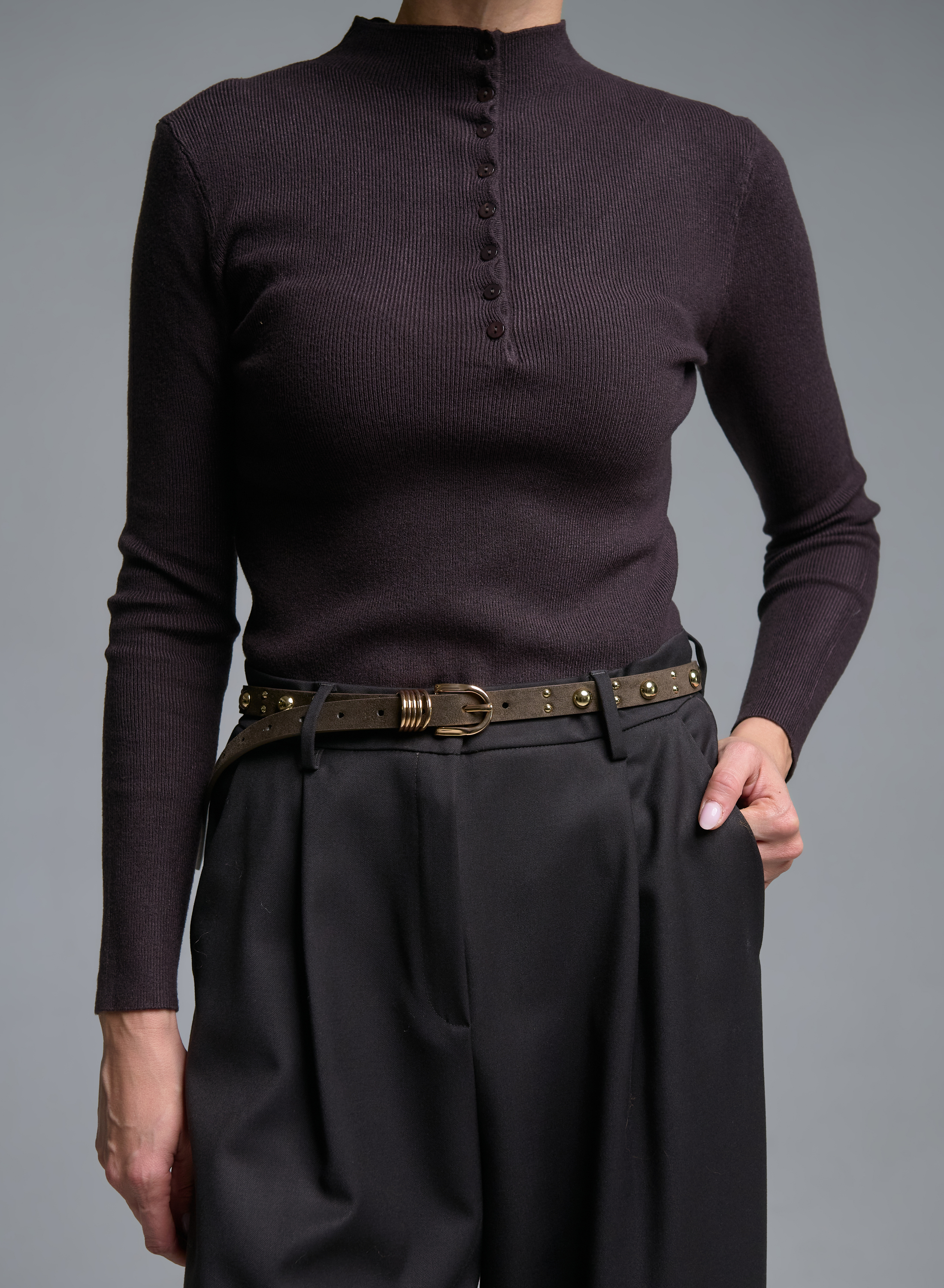Khaki Belt with metallic details Emme Marella - 0