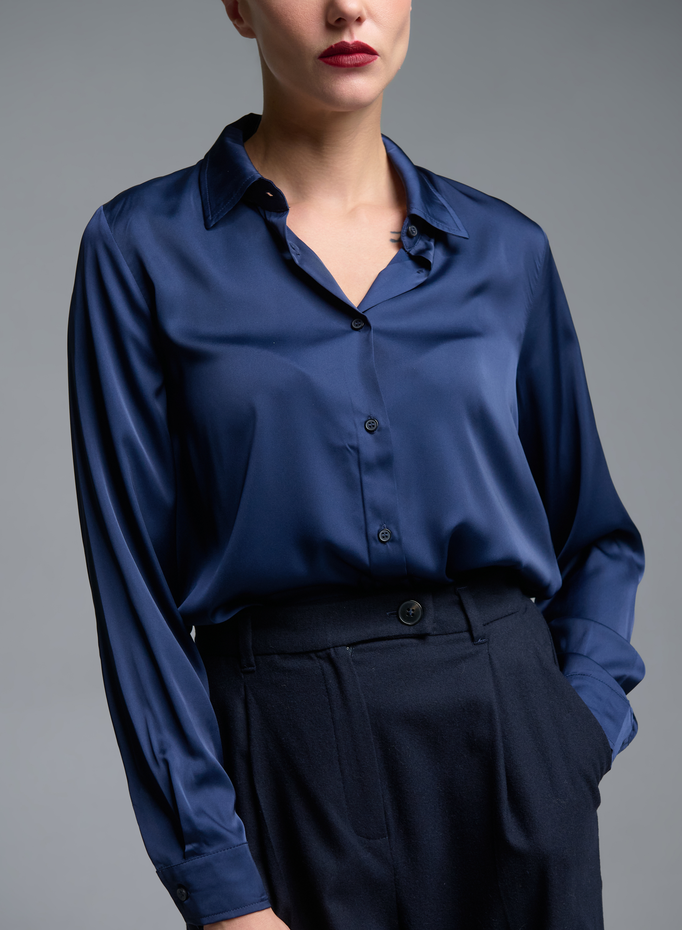 Blue satin Shirt Emme Marella - 2