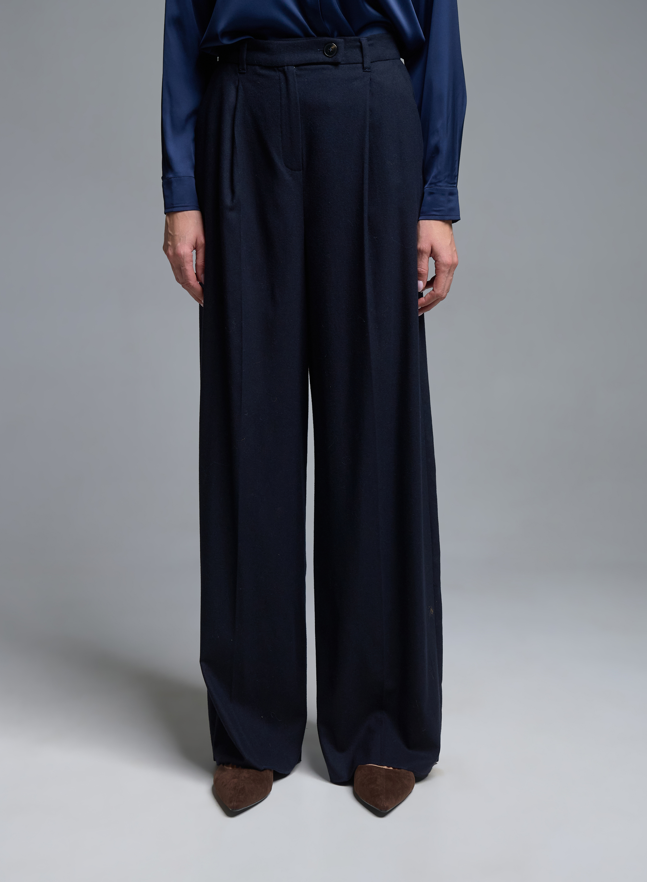 Dark Blue wide legs Trousers with pleats Emme Marella - 3