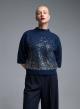Blue knitted Blouse with three quarters sleeves and with sequins Valentina Milano - 0
