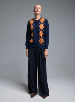 Blue-Orange knitted Cardigan with diamond pattern Valentina Milano - 68021