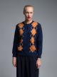Blue-Orange knitted Cardigan with diamond pattern Valentina Milano - 1