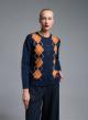 Blue-Orange knitted Cardigan with diamond pattern Valentina Milano - 3