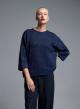 Blue knitted lurex Blouse with three quarters sleeves Beauty Women - 1