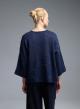 Blue knitted lurex Blouse with three quarters sleeves Beauty Women - 3