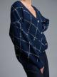 Blue knitted Cardigan with sequins, with V neckline and with patch pockets Valentina Milano - 3
