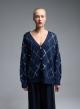 Blue knitted Cardigan with sequins, with V neckline and with patch pockets Valentina Milano - 1