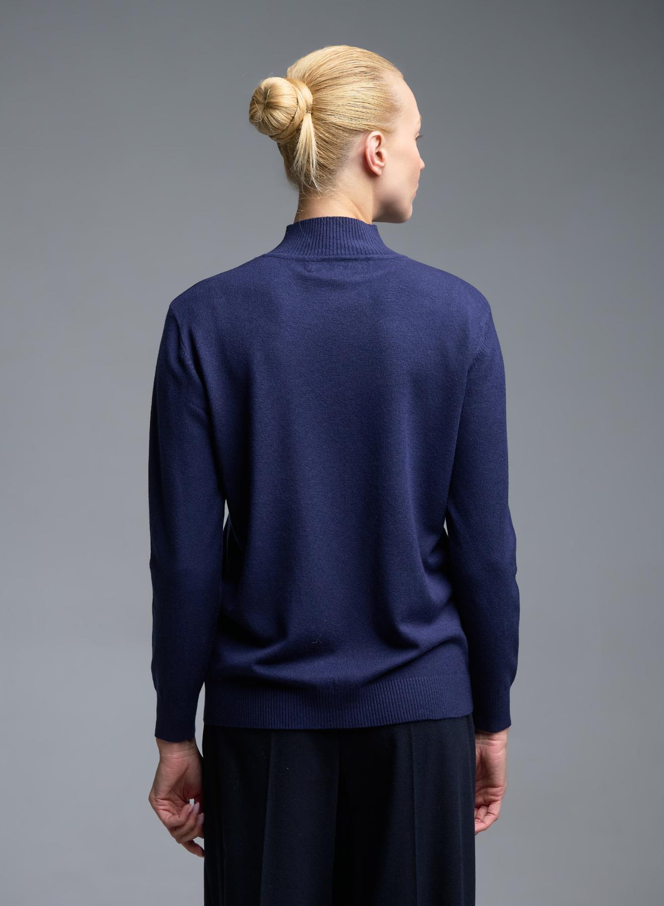 Blue turtleneck knitted Blouse Beauty Woman - 5